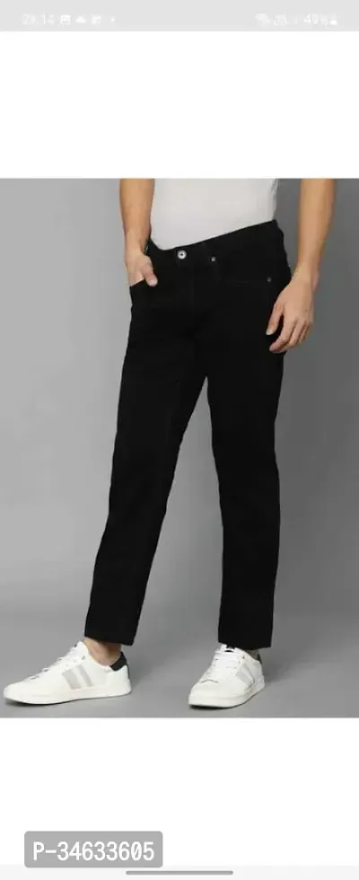 Stylish Black Cotton Blend Solid Mid Rise Jeans For Men-thumb2