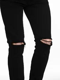 Stylish Black Cotton Polyester Lycra Blend Mid-Rise Jeans For Men-thumb3