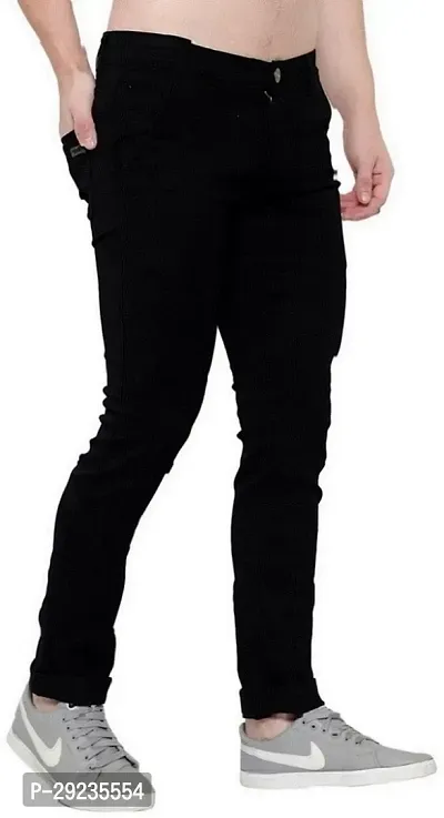 Stylish Black Denim Mid-Rise Jeans For Men-thumb3