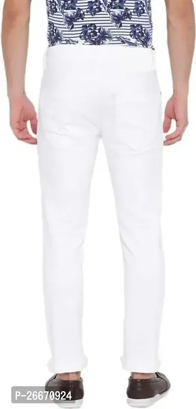 Stylish White Denim Mid-Rise Jeans For Men-thumb2