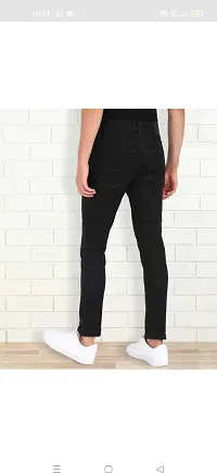 Stylish Black Cotton Blend Solid Mid Rise Jeans For Men-thumb2