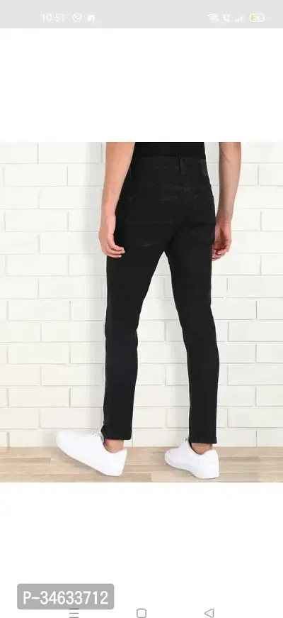 Stylish Black Cotton Blend Solid Mid Rise Jeans For Men-thumb3