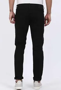 Elegant Black Denim Solid Mid-Rise Jeans For Men-thumb1