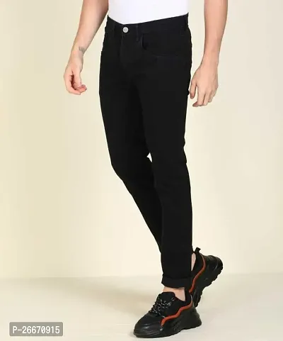 Stylish Black Denim Mid-Rise Jeans For Men-thumb4