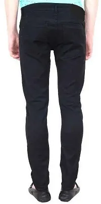 Elegant Black Denim Distress Mid-Rise Jeans For Men-thumb1