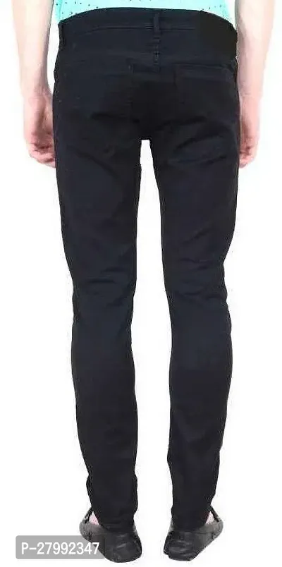 Elegant Black Denim Distress Mid-Rise Jeans For Men-thumb2