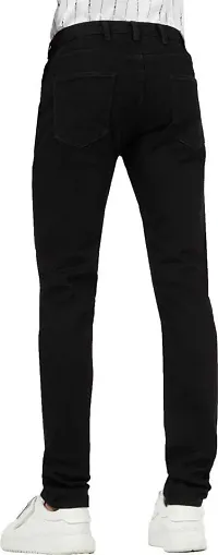 Elegant Black Denim Distress Mid-Rise Jeans For Men-thumb1