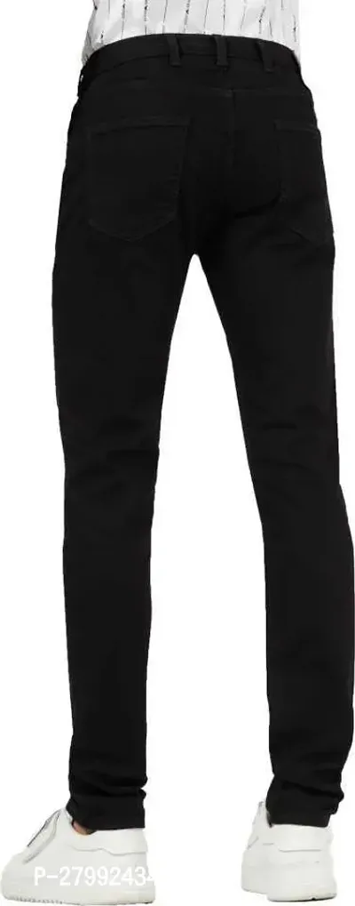 Elegant Black Denim Distress Mid-Rise Jeans For Men-thumb2