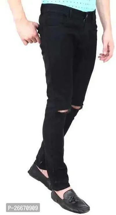 Stylish Black Denim Mid-Rise Jeans For Men-thumb0