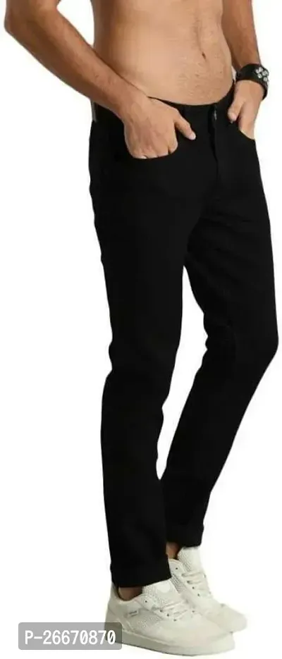 Stylish Black Denim Mid-Rise Jeans For Men-thumb3