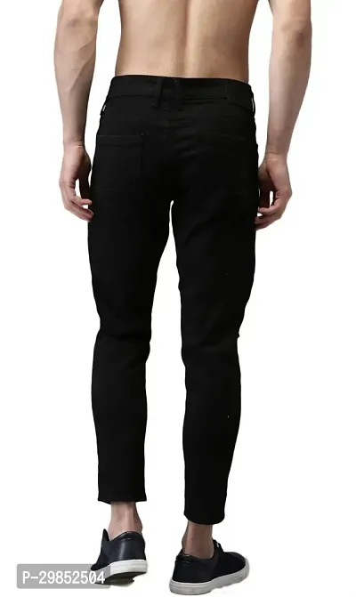 Comfortable Black Cotton Blend Mid-Rise Jeans For Men-thumb3