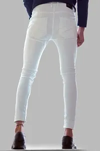 MR BARE Stylish White Cotton Blend Mid-Rise Jeans For Men-thumb1