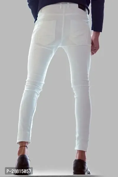 MR BARE Stylish White Cotton Blend Mid-Rise Jeans For Men-thumb2