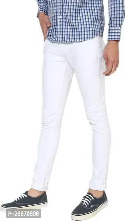 Stylish White Denim Mid-Rise Jeans For Men-thumb3