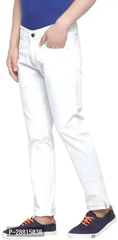 Domini Stylish White Cotton Blend Mid-Rise Jeans For Men-thumb4