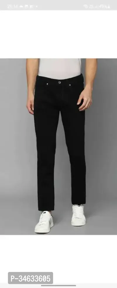 Stylish Black Cotton Blend Solid Mid Rise Jeans For Men-thumb0