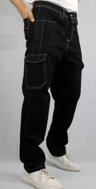 Stylish Black Cotton Blend Jeans For Men