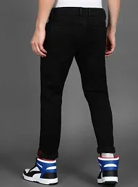 Elegant Black Denim Solid Mid-Rise Jeans For Men-thumb1