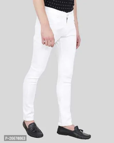 Stylish White Denim Mid-Rise Jeans For Men-thumb3