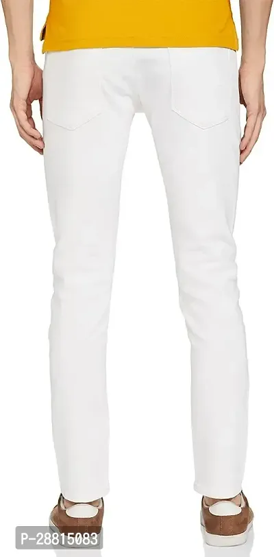 FLETE Stylish White Denim Mid-Rise Jeans For Men-thumb2