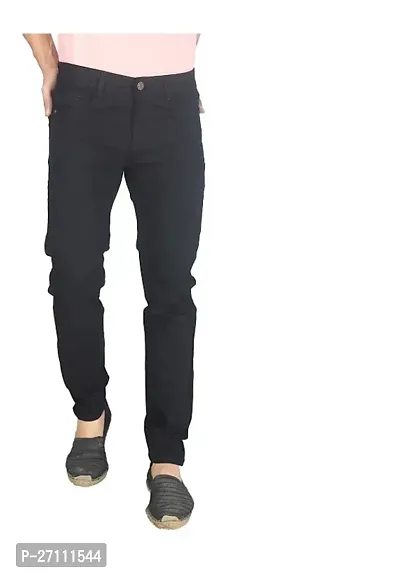 Stylish Black Cotton Blend Mid-Rise Jeans For Men