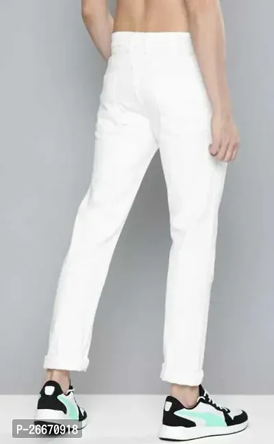 Stylish White Denim Mid-Rise Jeans For Men-thumb2