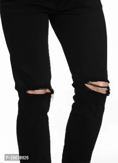 Stylish Black Denim Mid-Rise Jeans For Men-thumb3