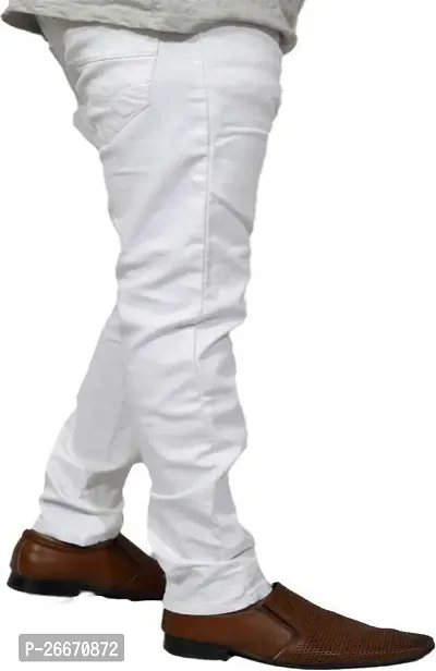 Stylish White Denim Mid-Rise Jeans For Men-thumb2