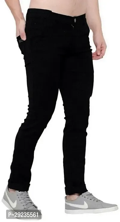 Stylish Black Denim Mid-Rise Jeans For Men-thumb5