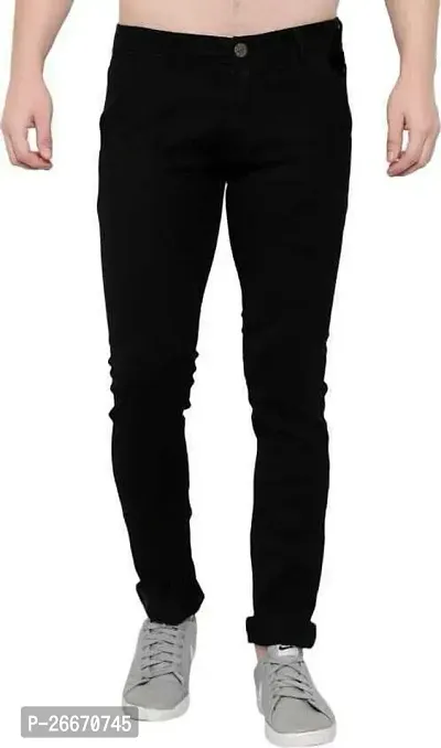 Stylish Black Denim Mid-Rise Jeans For Men-thumb0