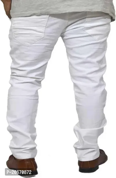 Stylish White Denim Mid-Rise Jeans For Men-thumb3