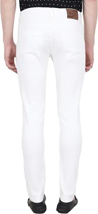 Bestloo Stylish White Cotton Blend Mid-Rise Jeans For Men-thumb3