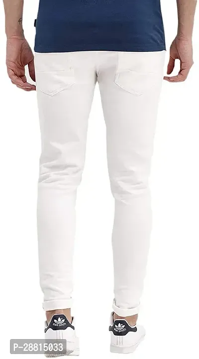 Domini Stylish White Cotton Silk Mid-Rise Jeans For Men-thumb2