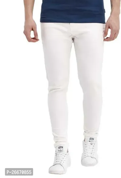 Stylish White Denim Mid-Rise Jeans For Men-thumb0