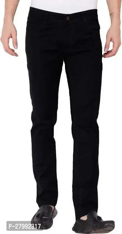 Elegant Black Denim Solid Mid-Rise Jeans For Men-thumb0