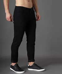 Elegant Black Cotton Lycra Blend Solid Mid-Rise Jeans For Men-thumb2