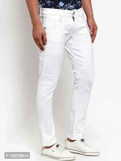 Stylish White Denim Mid-Rise Jeans For Men-thumb3