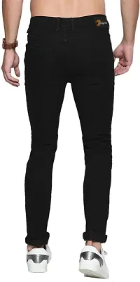 Stylish Black Cotton Blend Solid Mid Rise Jeans For Men-thumb4