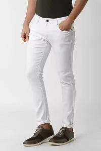 Stylish White Cotton Blend Mid-Rise Jeans For Men-thumb3