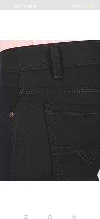 Stylish Black Cotton Blend Solid Mid Rise Jeans For Men-thumb4