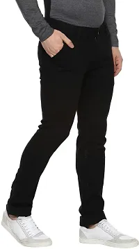 Stylish Black Cotton Blend Solid Mid Rise Jeans For Men-thumb2