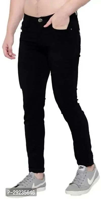 Stylish Black Denim Mid-Rise Jeans For Men-thumb4