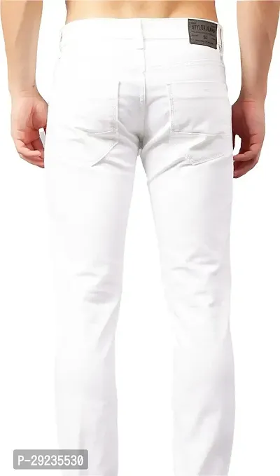 Stylish White Denim Mid-Rise Jeans For Men-thumb3