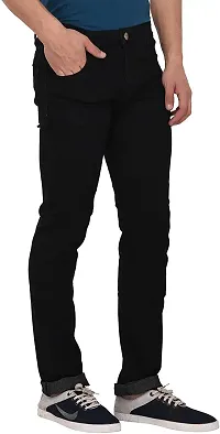 Elegant Black Cotton Lycra Blend Solid Mid-Rise Jeans For Men-thumb1