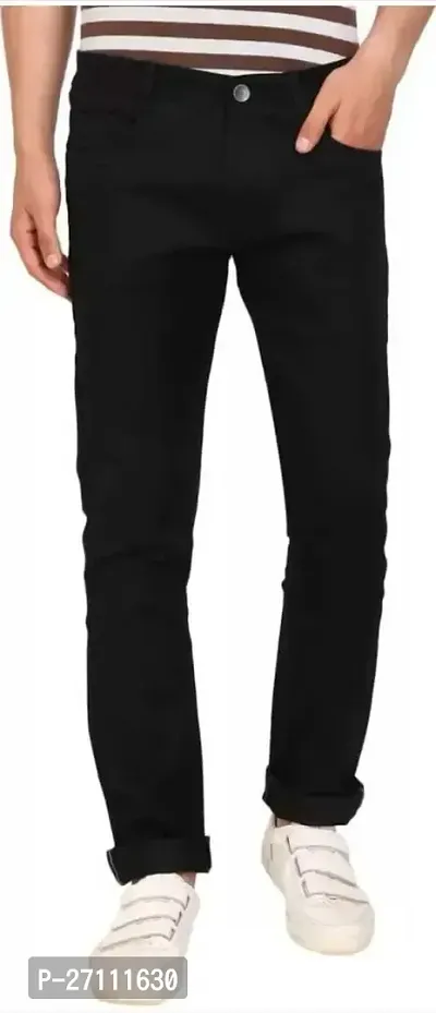 Stylish Black Cotton Blend Mid-Rise Jeans For Men-thumb0