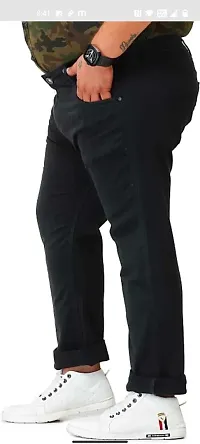 Stylish Black Cotton Blend Solid Mid Rise Jeans For Men-thumb3