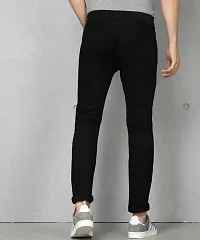 Elegant Black Denim Solid Mid-Rise Jeans For Men-thumb1