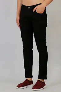 Stylish Black Denim Solid Mid Rise Jeans For Men-thumb3