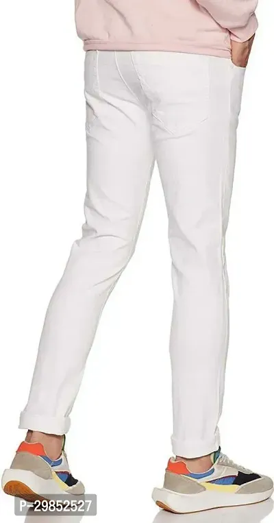 Comfortable White Cotton Blend Mid-Rise Jeans For Men-thumb2