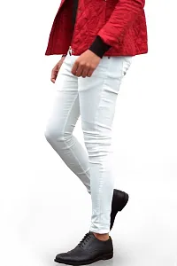 MR BARE Stylish White Cotton Blend Mid-Rise Jeans For Men-thumb2